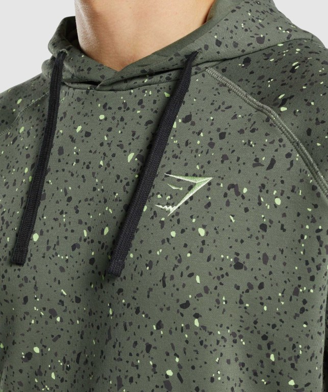 Sudadera Con Capucha Gymshark Micro Print Verde | 8j3Hj1mT3Wh