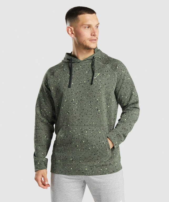 Sudadera Con Capucha Gymshark Micro Print Verde | 8j3Hj1mT3Wh