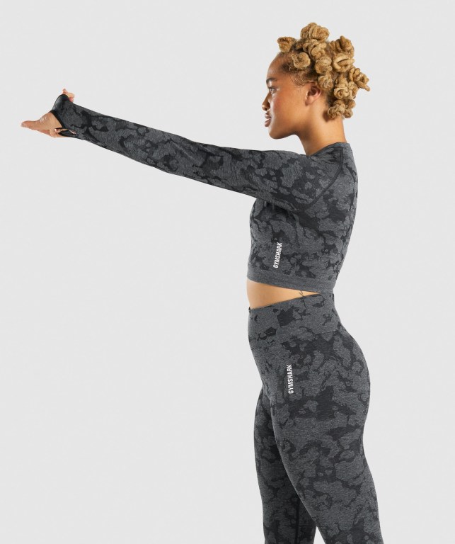 Sudaderas Gymshark Adapt Camo Seamless Crop Top Negras | dqVQaOuEW5R