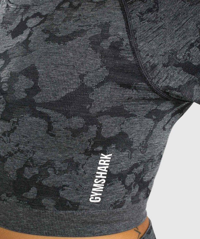 Sudaderas Gymshark Adapt Camo Seamless Crop Top Negras | dqVQaOuEW5R