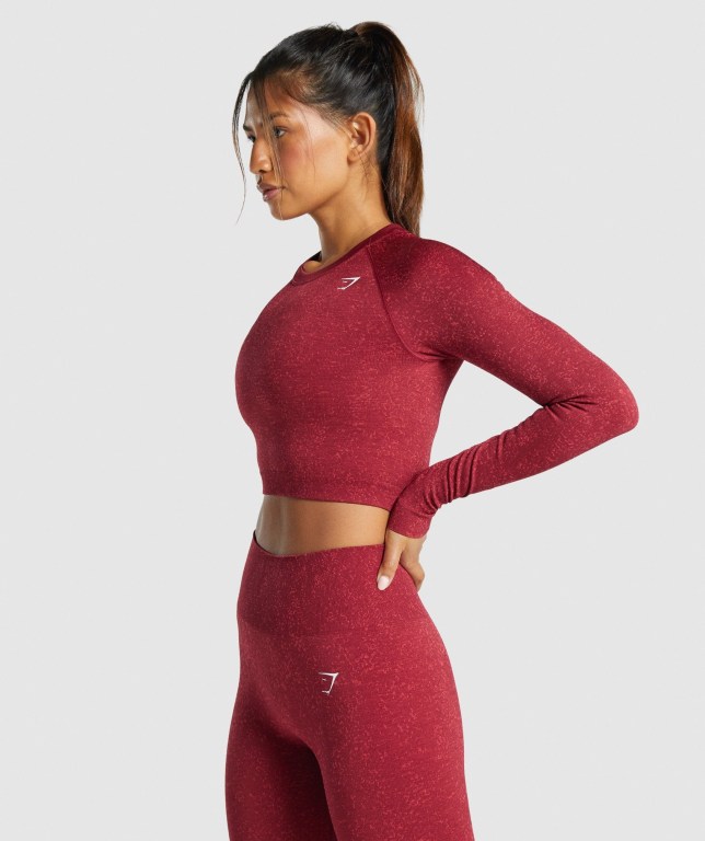 Sudaderas Gymshark Adapt Fleck Seamless Crop Top Burdeos | 9p1Xrr1avXM