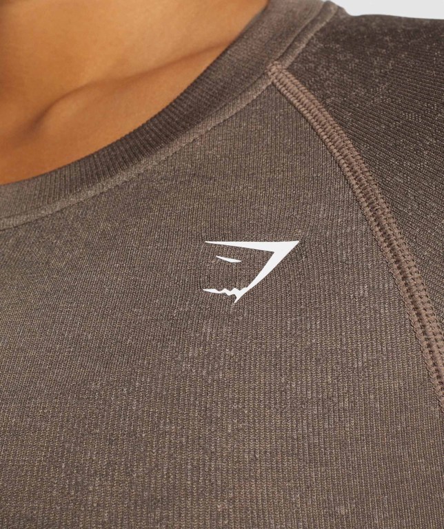 Sudaderas Gymshark Adapt Fleck Seamless Crop Top Marrones | AqhFhiekSCt