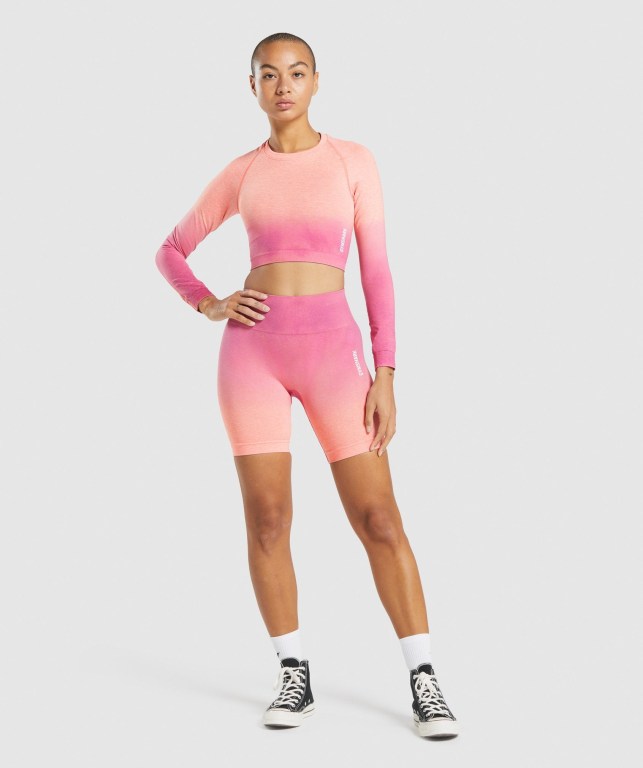 Sudaderas Gymshark Adapt Ombre Seamless Crop Top Naranjas Rosas | CGpORhmUCDT