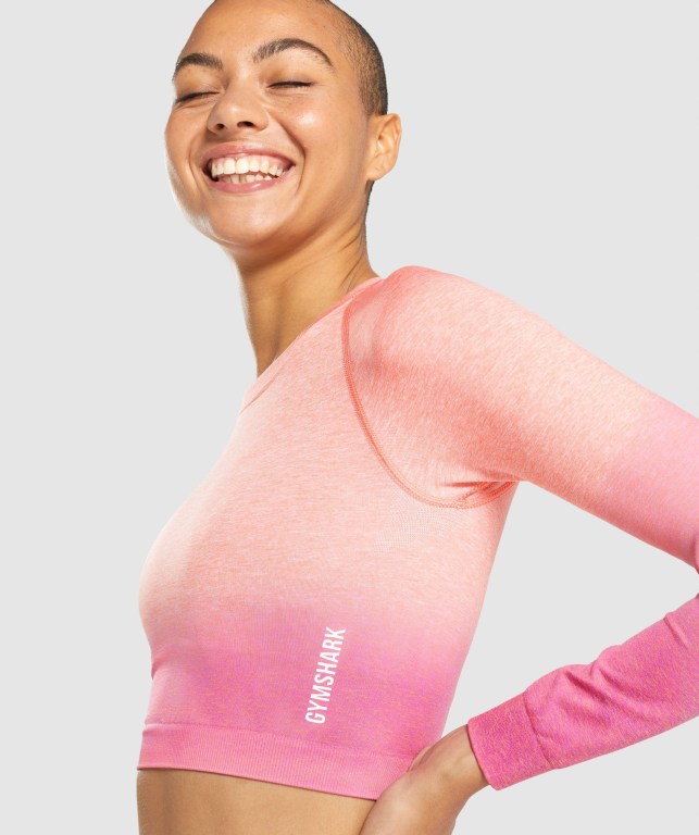 Sudaderas Gymshark Adapt Ombre Seamless Crop Top Naranjas Rosas | CGpORhmUCDT