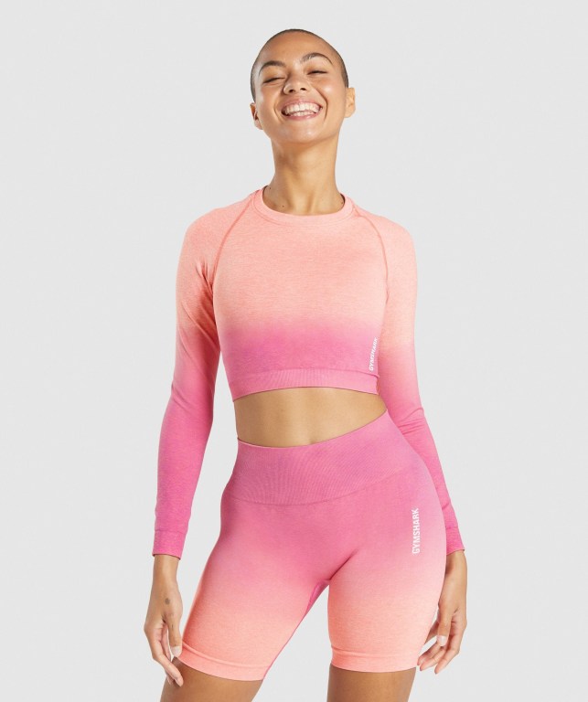 Sudaderas Gymshark Adapt Ombre Seamless Crop Top Naranjas Rosas | CGpORhmUCDT