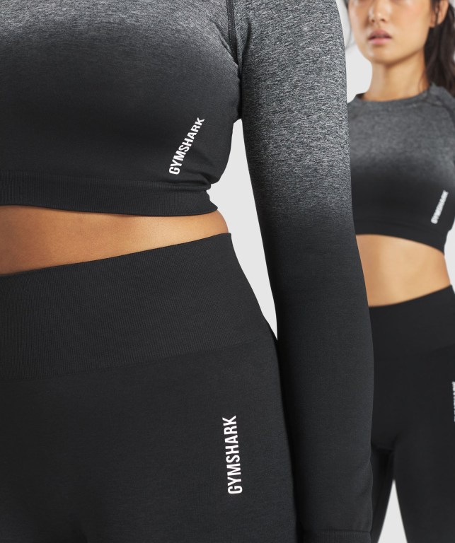 Sudaderas Gymshark Adapt Ombre Seamless Crop Top Negras Negras | IcxW3FeG7ra