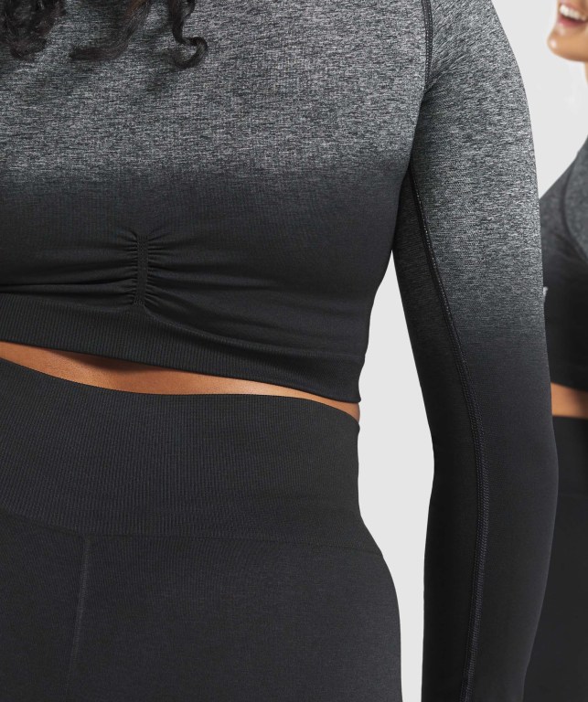 Sudaderas Gymshark Adapt Ombre Seamless Crop Top Negras Negras | IcxW3FeG7ra