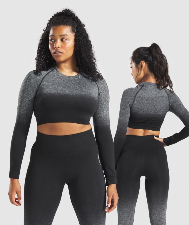 Sudaderas Gymshark Adapt Ombre Seamless Crop Top Negras Negras | IcxW3FeG7ra