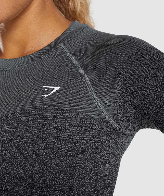 Sudaderas Gymshark Adapt Ombre Seamless Crop Top Negras Gris | OjSTkWv7ARz