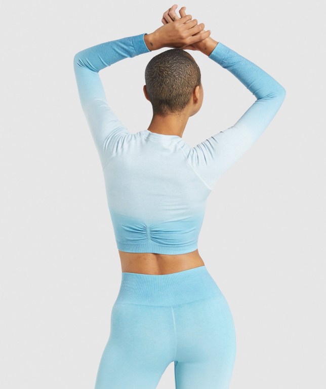 Sudaderas Gymshark Adapt Ombre Seamless Crop Top Azules Claro Azules Claro | WZrB3lSIJqE