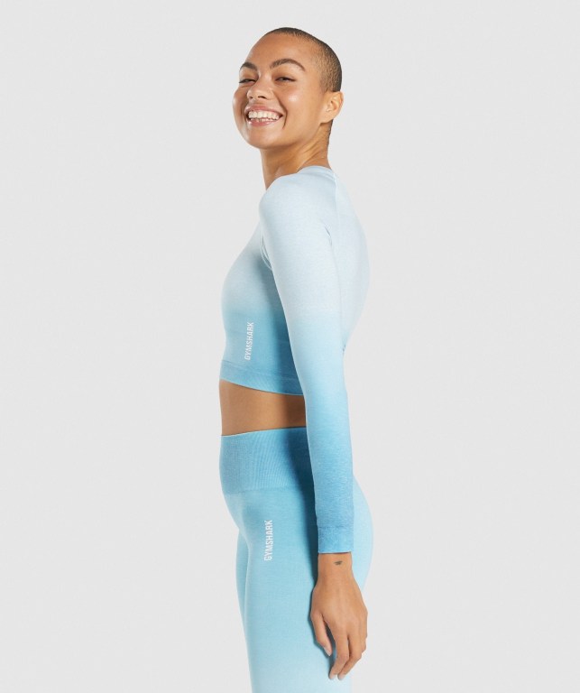 Sudaderas Gymshark Adapt Ombre Seamless Crop Top Azules Claro Azules Claro | WZrB3lSIJqE