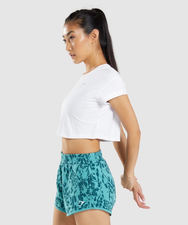 Sudaderas Gymshark Animal Graphic Crop Blancas | JLWS9jxTjrD