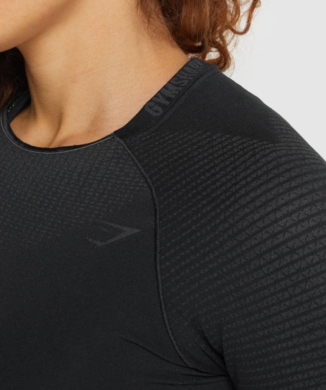 Sudaderas Gymshark Apex Seamless Crop Top Negras | ExrJxlZfoYE