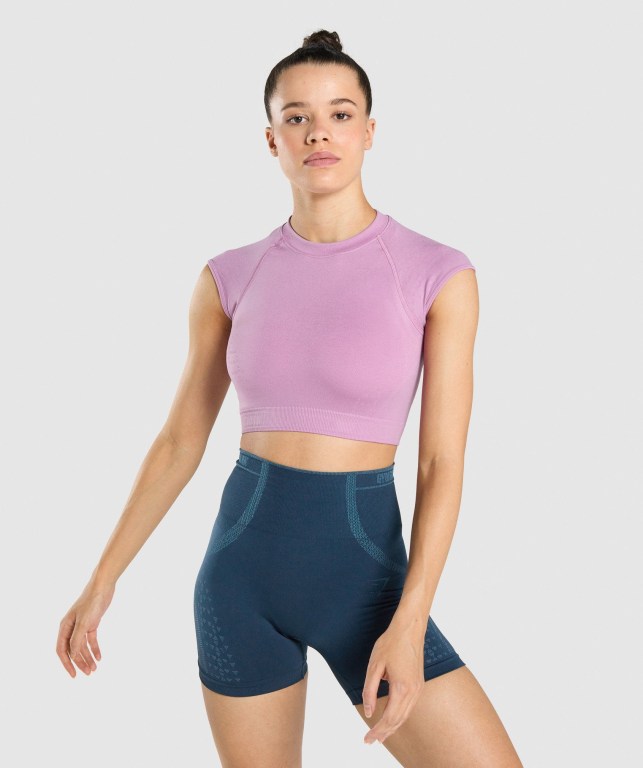 Sudaderas Gymshark Apex Seamless Crop Top Moradas Moradas Claro | Igizs1E8c2l