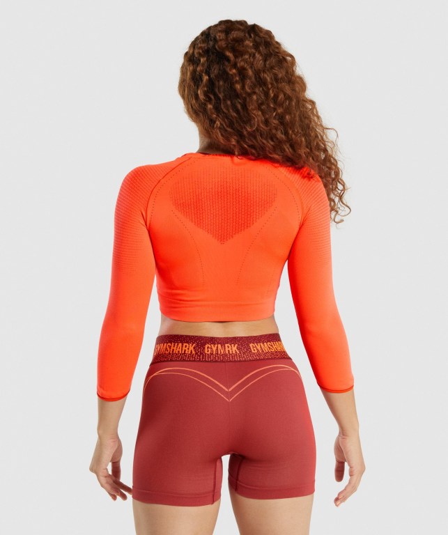 Sudaderas Gymshark Apex Seamless Crop Top Naranjas | kUpoRa6Bqpx