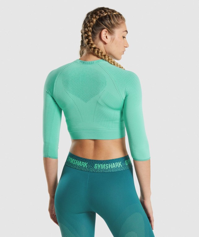 Sudaderas Gymshark Apex Seamless Crop Top Turquesa | spm2Hz84gHH