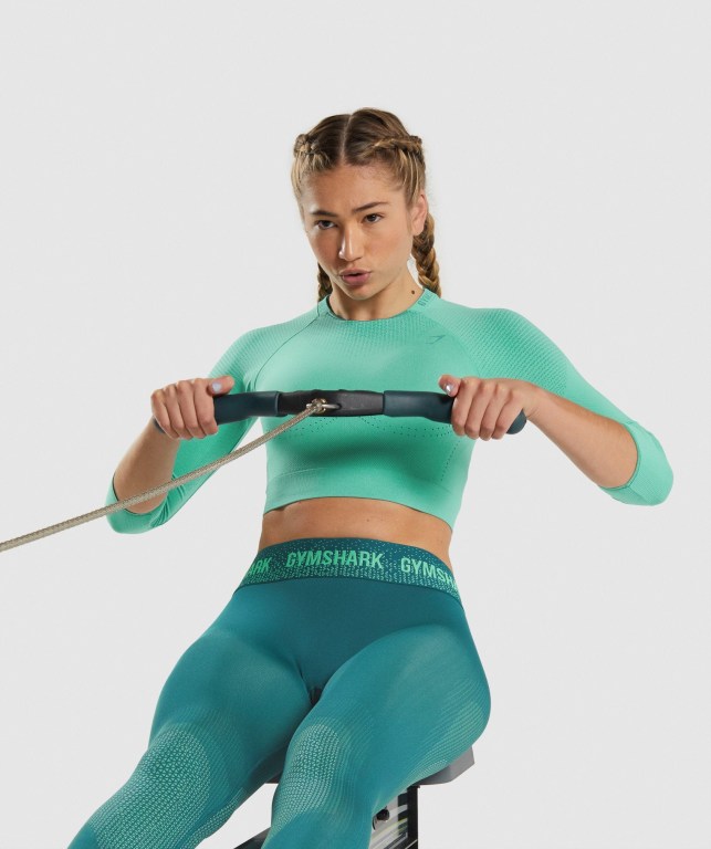 Sudaderas Gymshark Apex Seamless Crop Top Turquesa | spm2Hz84gHH