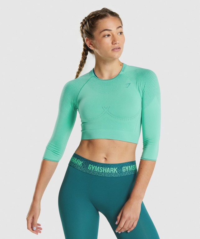 Sudaderas Gymshark Apex Seamless Crop Top Turquesa | spm2Hz84gHH