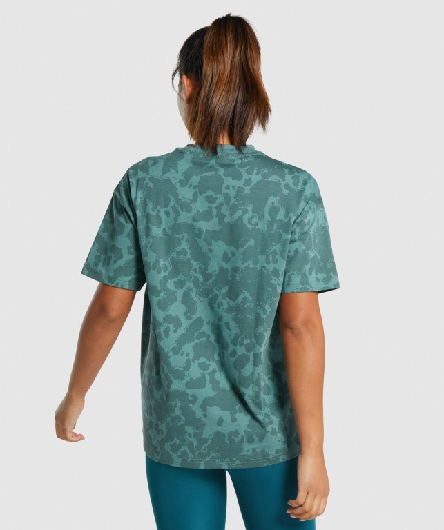 Sudaderas Gymshark Camo Graphic Oversized Verde Oscuro | TiL6ZGeap6S