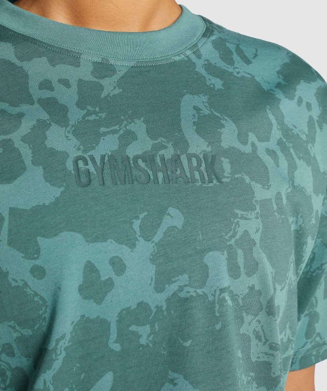 Sudaderas Gymshark Camo Graphic Oversized Verde Oscuro | TiL6ZGeap6S