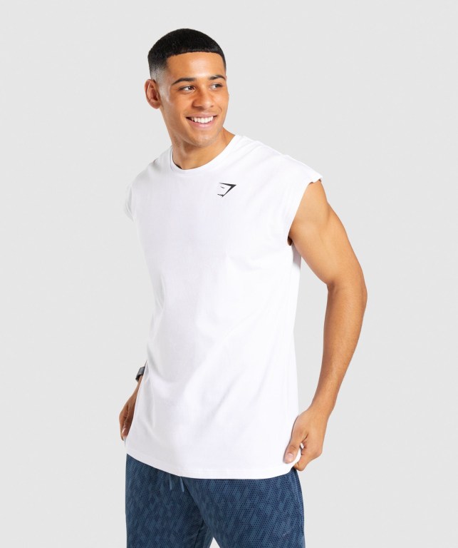 Sudaderas Gymshark Critical Cut Off Sin Manga Blancas | AbISrYpWpPE