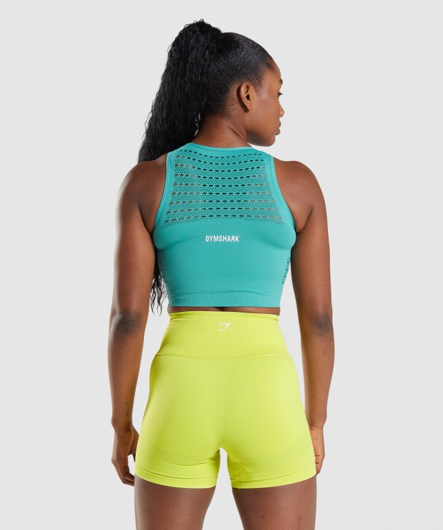 Sudaderas Gymshark Energy Seamless Crop Top Turquesa | GxYHTIzcHTM