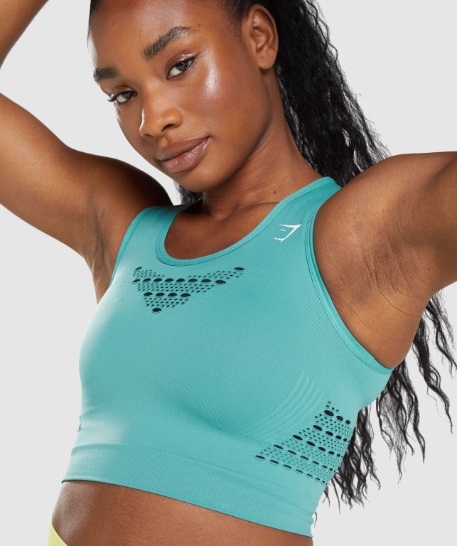 Sudaderas Gymshark Energy Seamless Crop Top Turquesa | GxYHTIzcHTM