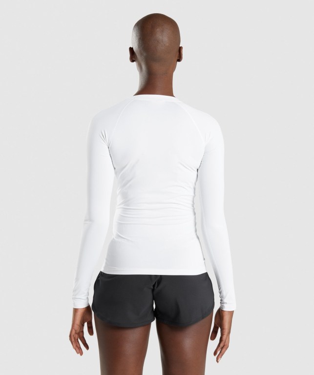 Sudaderas Gymshark Entrenamiento Baselayer Top Blancas | Ia4Yi6ujnEK