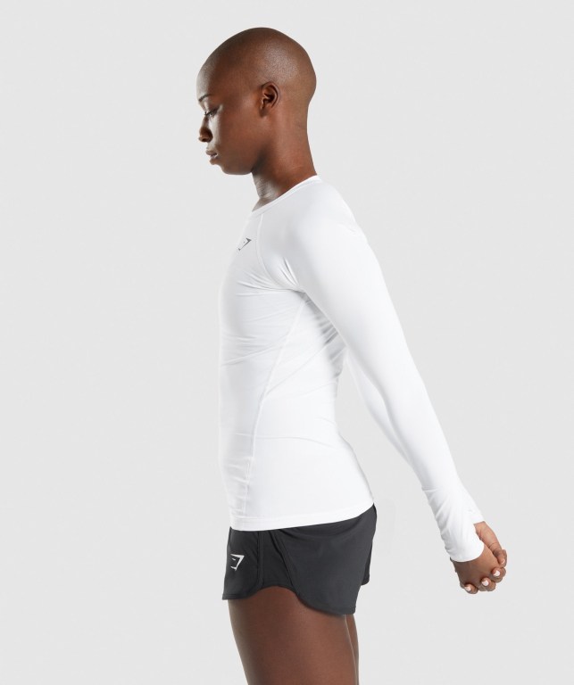 Sudaderas Gymshark Entrenamiento Baselayer Top Blancas | Ia4Yi6ujnEK