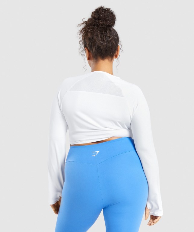 Sudaderas Gymshark Entrenamiento Crop Top Blancas | e5G6czHlpaR