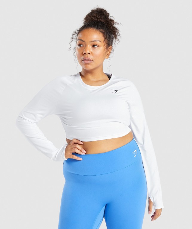 Sudaderas Gymshark Entrenamiento Crop Top Blancas | e5G6czHlpaR