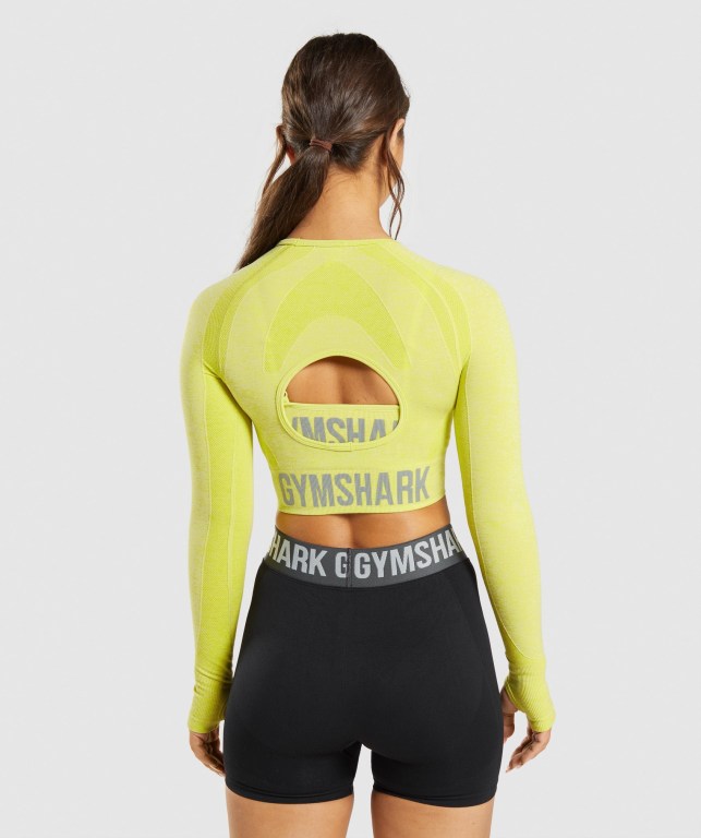 Sudaderas Gymshark Flex Sports Crop Top Amarillo | 6FiRKl7Oi9y