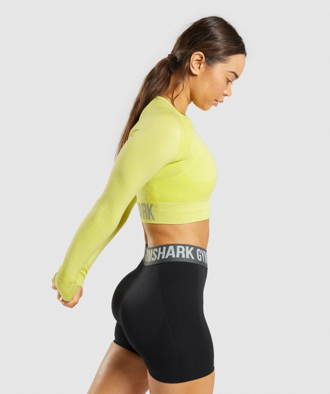 Sudaderas Gymshark Flex Sports Crop Top Amarillo | 6FiRKl7Oi9y