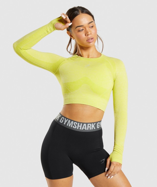 Sudaderas Gymshark Flex Sports Crop Top Amarillo | 6FiRKl7Oi9y