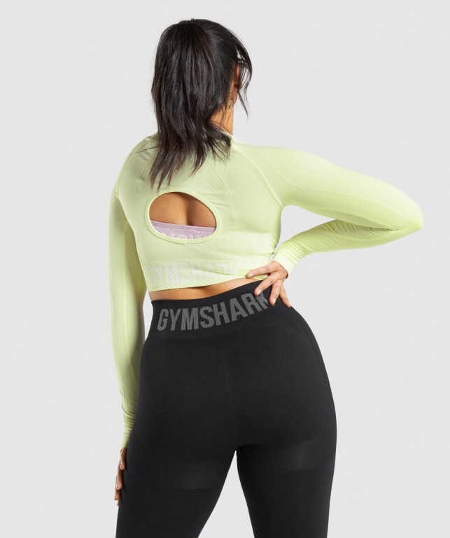 Sudaderas Gymshark Flex Sports Crop Top Verde Claro | 9dTUElP2Qv4