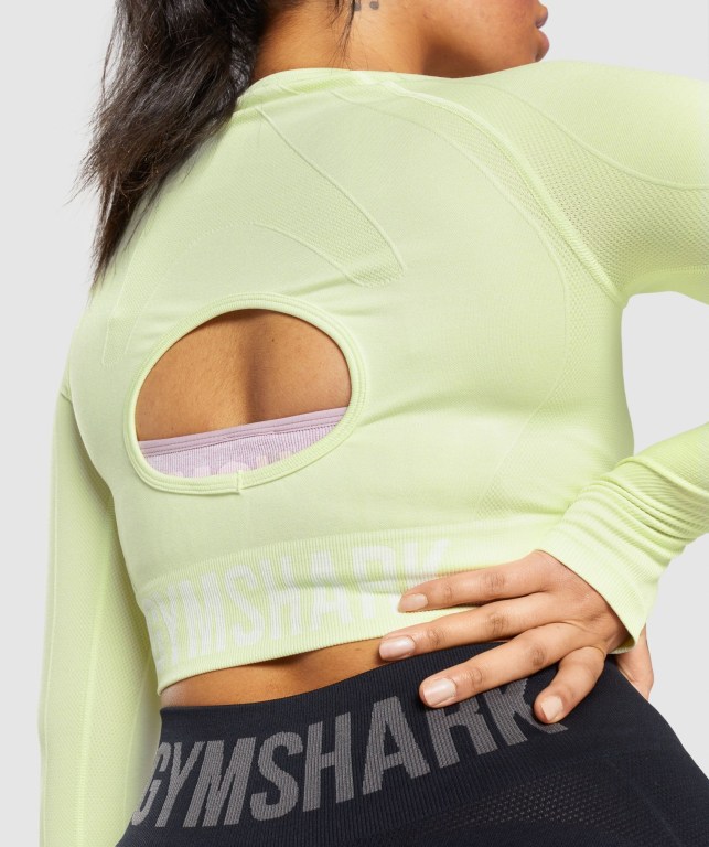 Sudaderas Gymshark Flex Sports Crop Top Verde Claro | 9dTUElP2Qv4