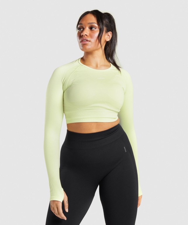 Sudaderas Gymshark Flex Sports Crop Top Verde Claro | 9dTUElP2Qv4