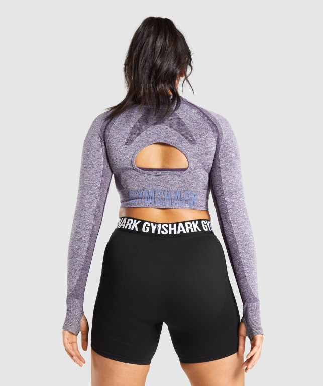 Sudaderas Gymshark Flex Sports Crop Top Moradas | ApNmdZGkgku