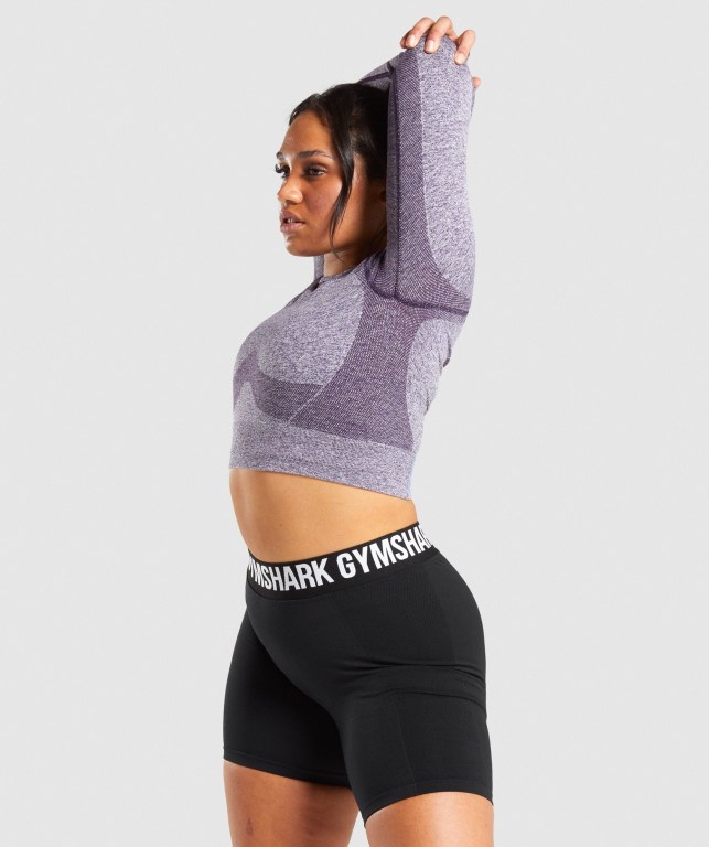 Sudaderas Gymshark Flex Sports Crop Top Moradas | ApNmdZGkgku