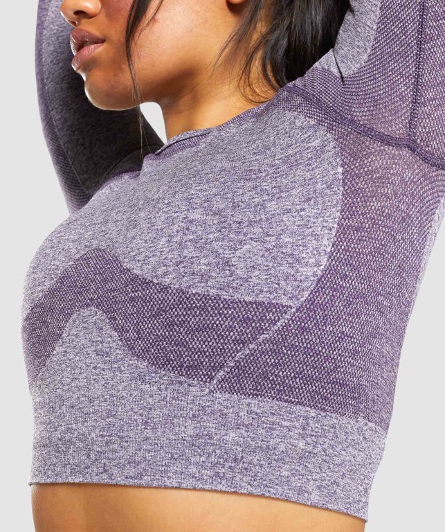 Sudaderas Gymshark Flex Sports Crop Top Moradas | ApNmdZGkgku