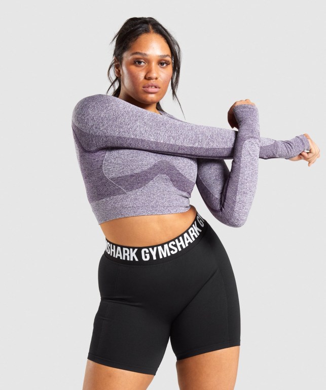 Sudaderas Gymshark Flex Sports Crop Top Moradas | ApNmdZGkgku