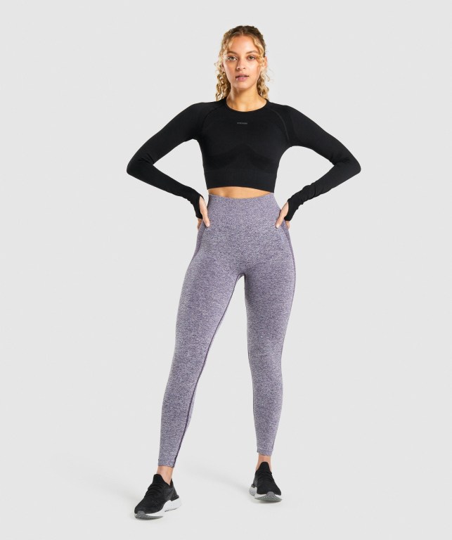 Sudaderas Gymshark Flex Sports Crop Top Negras Gris | IwMexiac3YP