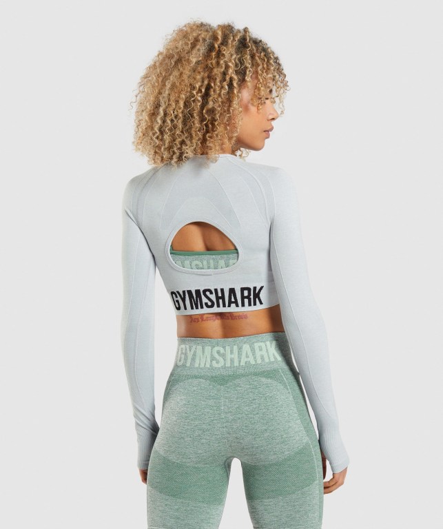 Sudaderas Gymshark Flex Sports Crop Top Gris Claro | r3fm8u1oAgv