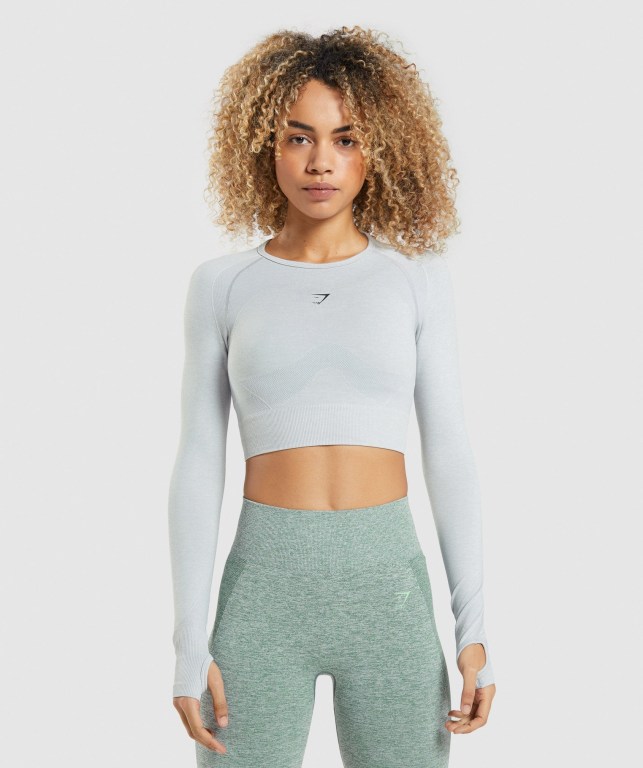 Sudaderas Gymshark Flex Sports Crop Top Gris Claro | r3fm8u1oAgv