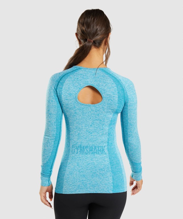 Sudaderas Gymshark Flex Top Azules | 1DiuTBrTfJM