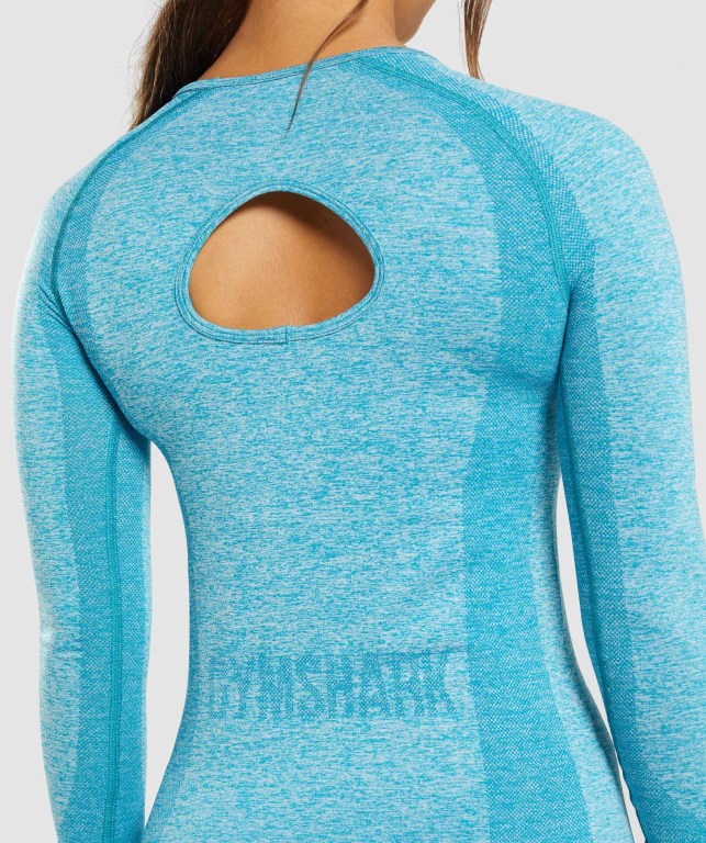 Sudaderas Gymshark Flex Top Azules | 1DiuTBrTfJM