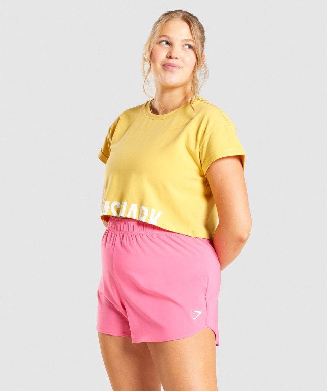 Sudaderas Gymshark Fraction Crop Top Amarillo | DFSMV4IAdkl