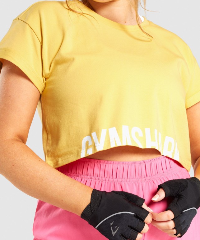 Sudaderas Gymshark Fraction Crop Top Amarillo | DFSMV4IAdkl