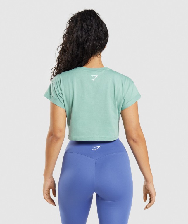 Sudaderas Gymshark Fraction Crop Top Azules | 34gan86y7GI