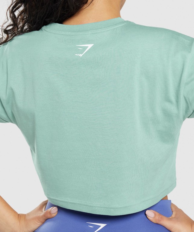 Sudaderas Gymshark Fraction Crop Top Azules | 34gan86y7GI